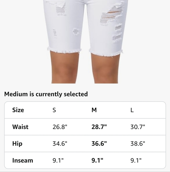 White Distressed Bermuda Denim Shorts - Picture 8 of 16